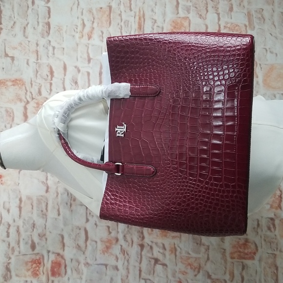 New Ralph Lauren Marcy Embossed Leather Satchel - Picture 2 of 11